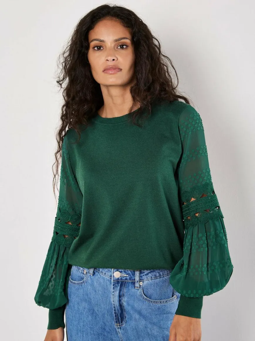 Apricot Pullover & Strickjacken*Damen Pullover grün strukturiert