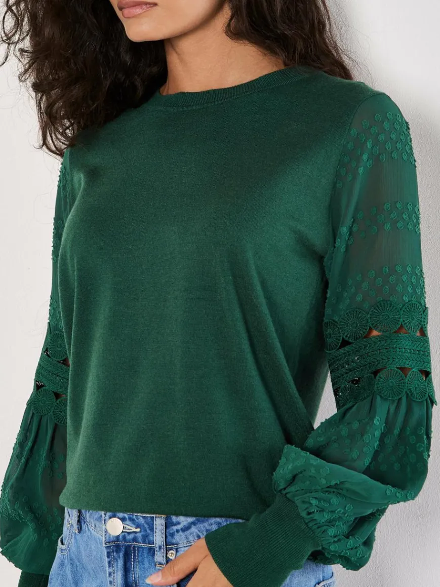 Apricot Pullover & Strickjacken*Damen Pullover grün strukturiert