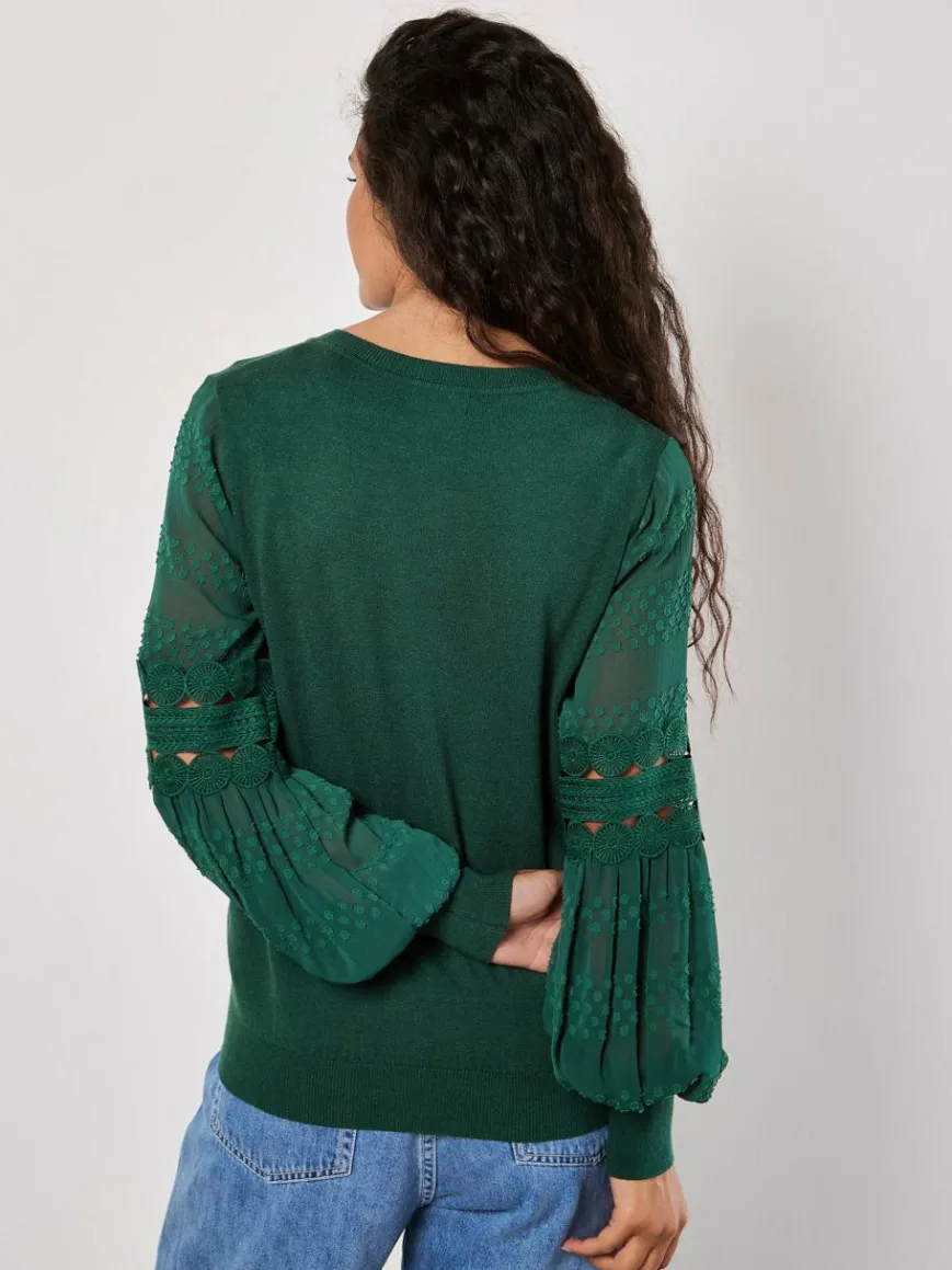 Apricot Pullover & Strickjacken*Damen Pullover grün strukturiert