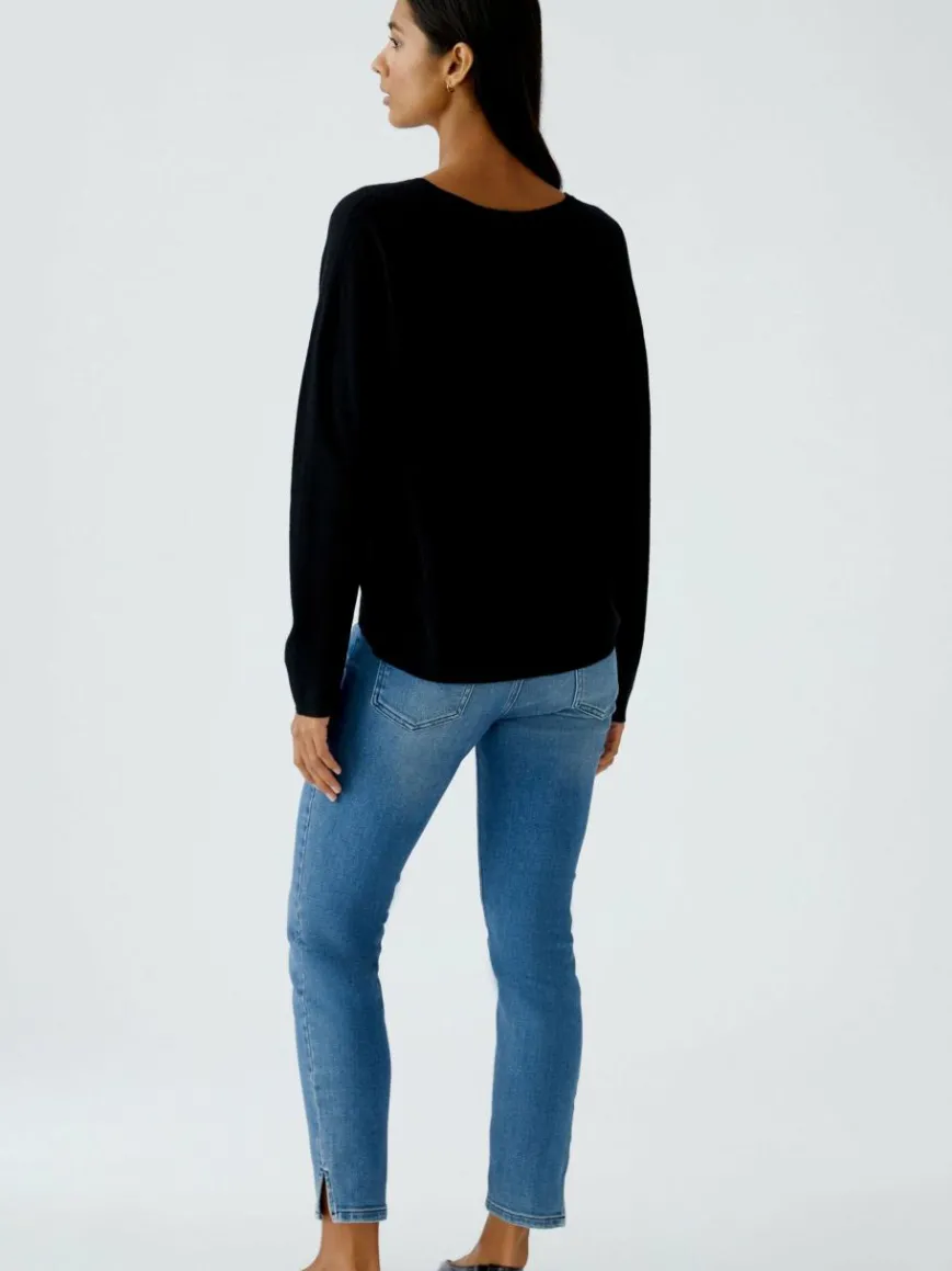 Oui Pullover & Strickjacken*Damen Pullover schwarz uni