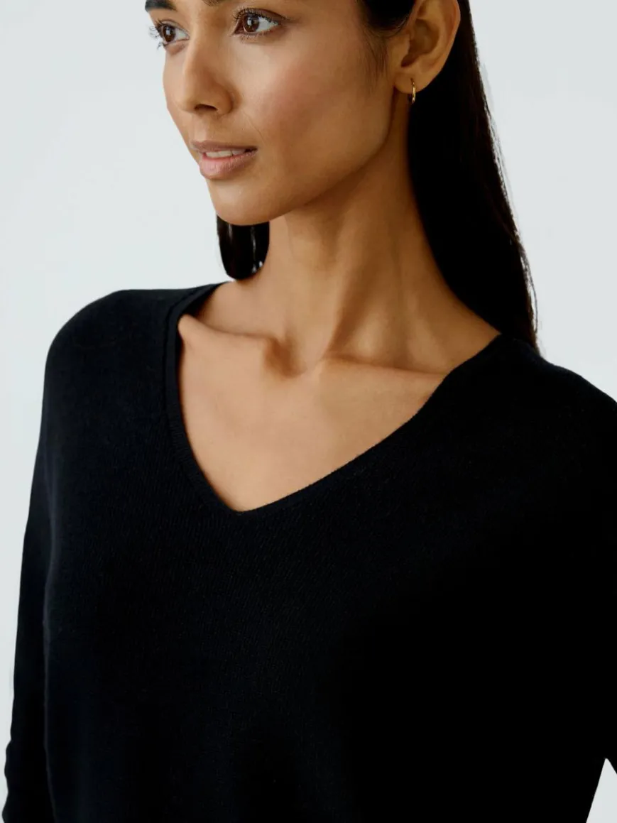 Oui Pullover & Strickjacken*Damen Pullover schwarz uni