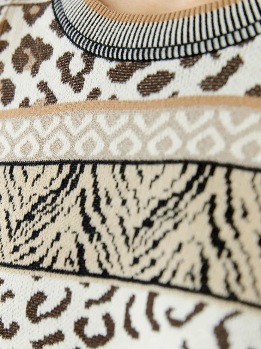 Oui Pullover & Strickjacken*Damen Pullover weiß schwarz gemustert