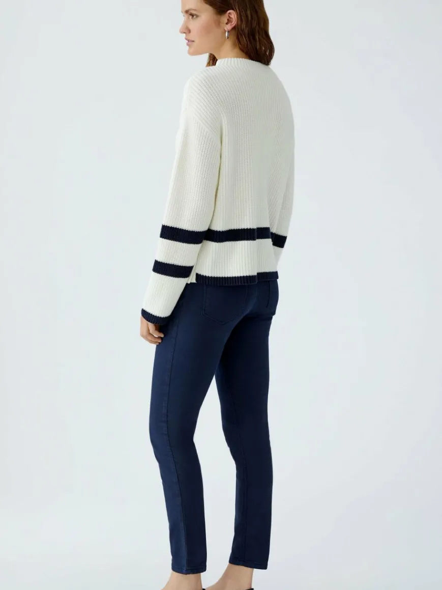 Oui Pullover & Strickjacken*Damen Pullover weiß blau gestreift