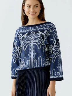 Oui Pullover & Strickjacken*Damen Pullover blau uni