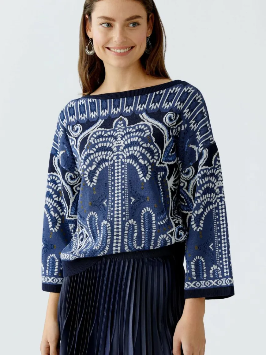 Oui Pullover & Strickjacken*Damen Pullover blau uni