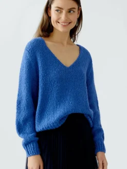 Oui Pullover & Strickjacken*Damen Pullover blau uni