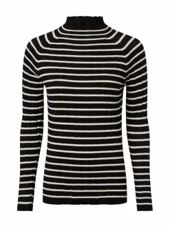 Marie Lund Pullover & Strickjacken*Damen Pullover schwarz kitt gestreift