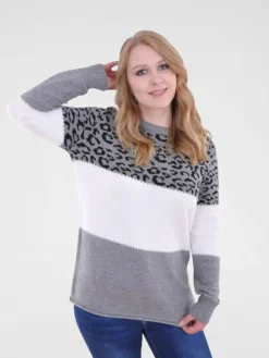 Navigazione Pullover & Strickjacken*Damen Pullover grau bedruckt