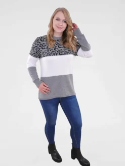 Navigazione Pullover & Strickjacken*Damen Pullover grau bedruckt