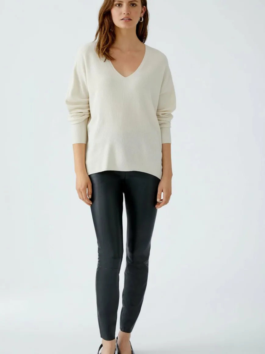 Oui Pullover & Strickjacken*Damen Pullover weiß uni