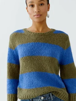 Oui Pullover & Strickjacken*Damen Pullover khaki blau gestreift
