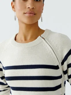 Oui Pullover & Strickjacken*Damen Pullover weiß blau gestreift