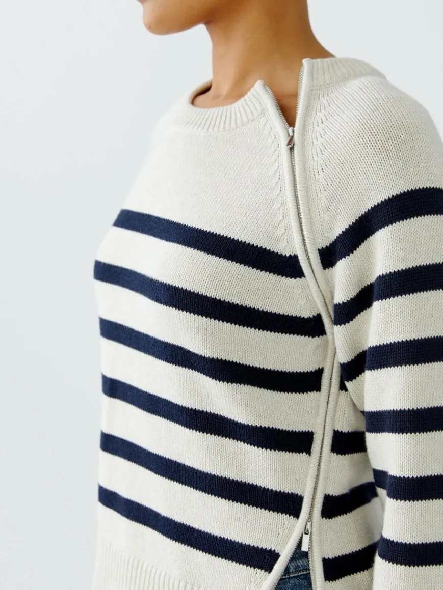 Oui Pullover & Strickjacken*Damen Pullover weiß blau gestreift