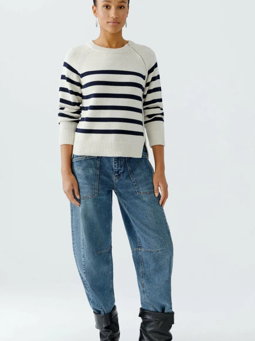 Oui Pullover & Strickjacken*Damen Pullover weiß blau gestreift