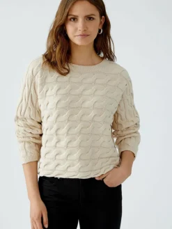 Oui Pullover & Strickjacken*Damen Pullover weiß uni