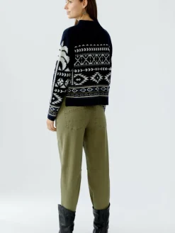 Oui Pullover & Strickjacken*Damen Pullover blau weiß gemustert