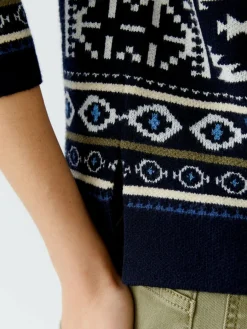 Oui Pullover & Strickjacken*Damen Pullover blau weiß gemustert