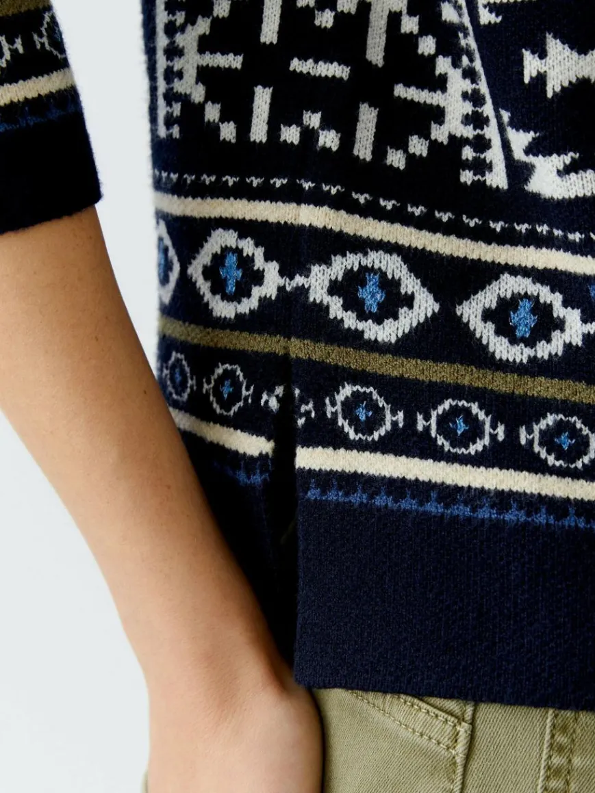 Oui Pullover & Strickjacken*Damen Pullover blau weiß gemustert