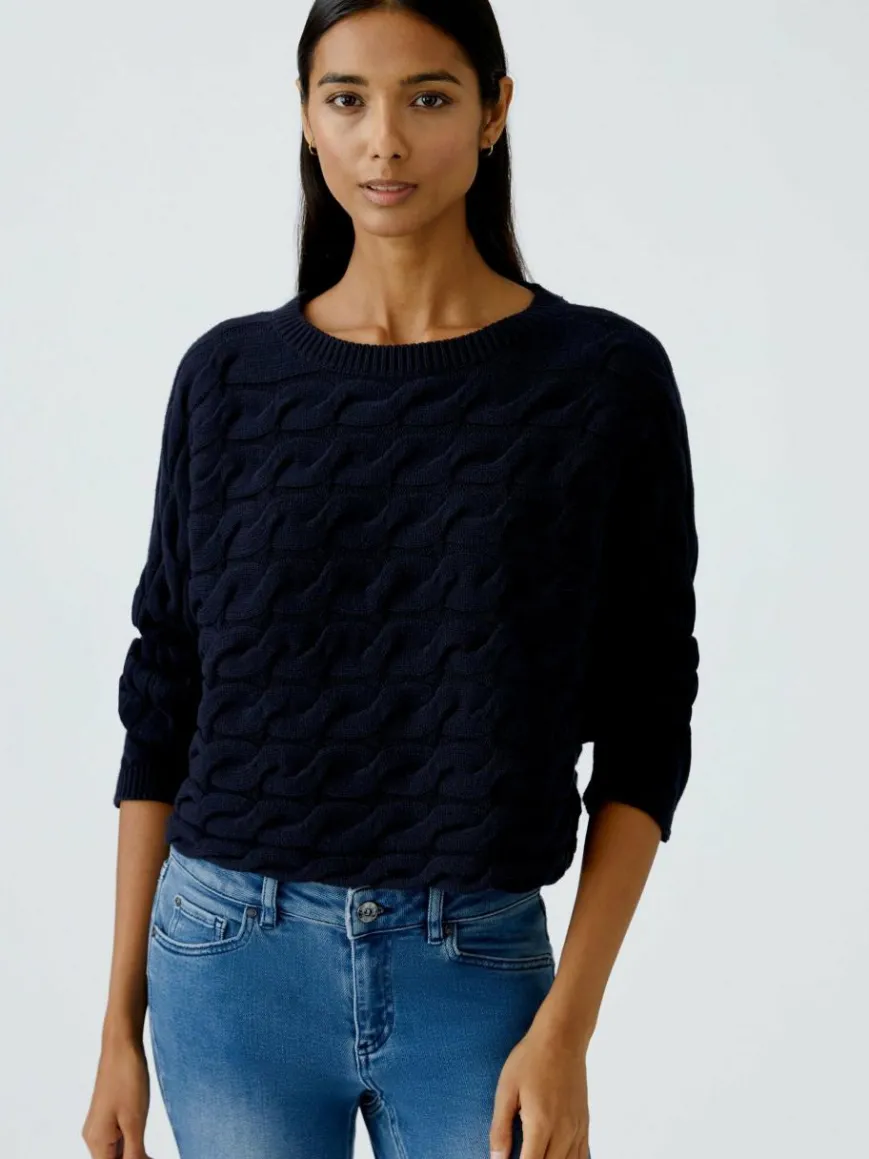Oui Pullover & Strickjacken*Damen Pullover blau uni