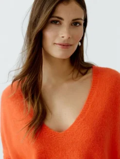 Oui Pullover & Strickjacken*Damen Pullover orange uni