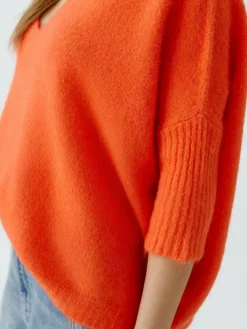 Oui Pullover & Strickjacken*Damen Pullover orange uni