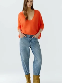 Oui Pullover & Strickjacken*Damen Pullover orange uni