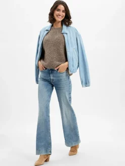 american vintage Pullover & Strickjacken*Damen Pullover mit Alpaka-Anteil - Zolly taupe meliert