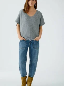 Oui Pullover & Strickjacken*Damen Pullunder grau uni