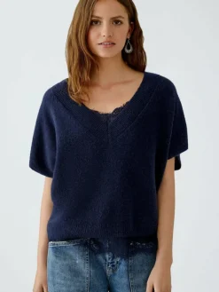 Oui Pullover & Strickjacken*Damen Pullunder blau uni