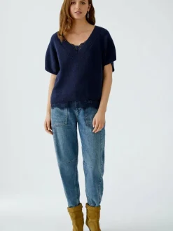 Oui Pullover & Strickjacken*Damen Pullunder blau uni