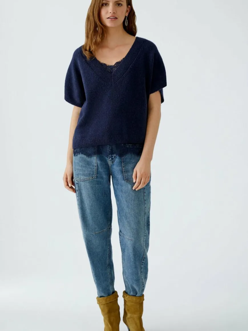 Oui Pullover & Strickjacken*Damen Pullunder blau uni