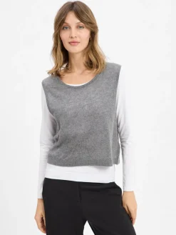 american vintage Pullover & Strickjacken*Damen Pullunder mit Cashmere-Anteil - Dumy grau meliert