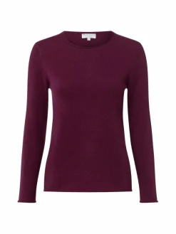 Marie Lund Pullover & Strickjacken*Damen Pure Cashmere Pullover aubergine uni