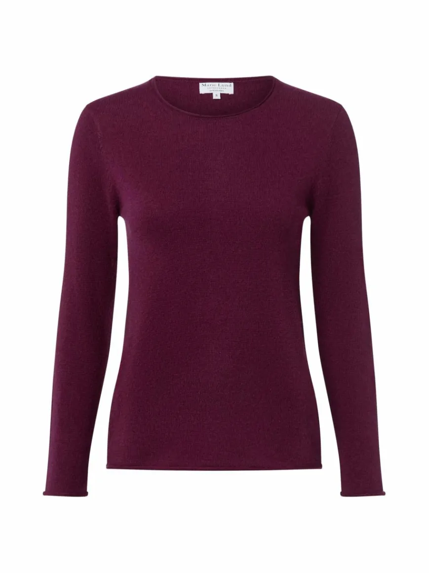 Marie Lund Pullover & Strickjacken*Damen Pure Cashmere Pullover aubergine uni