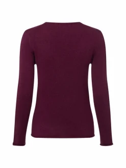 Marie Lund Pullover & Strickjacken*Damen Pure Cashmere Pullover aubergine uni