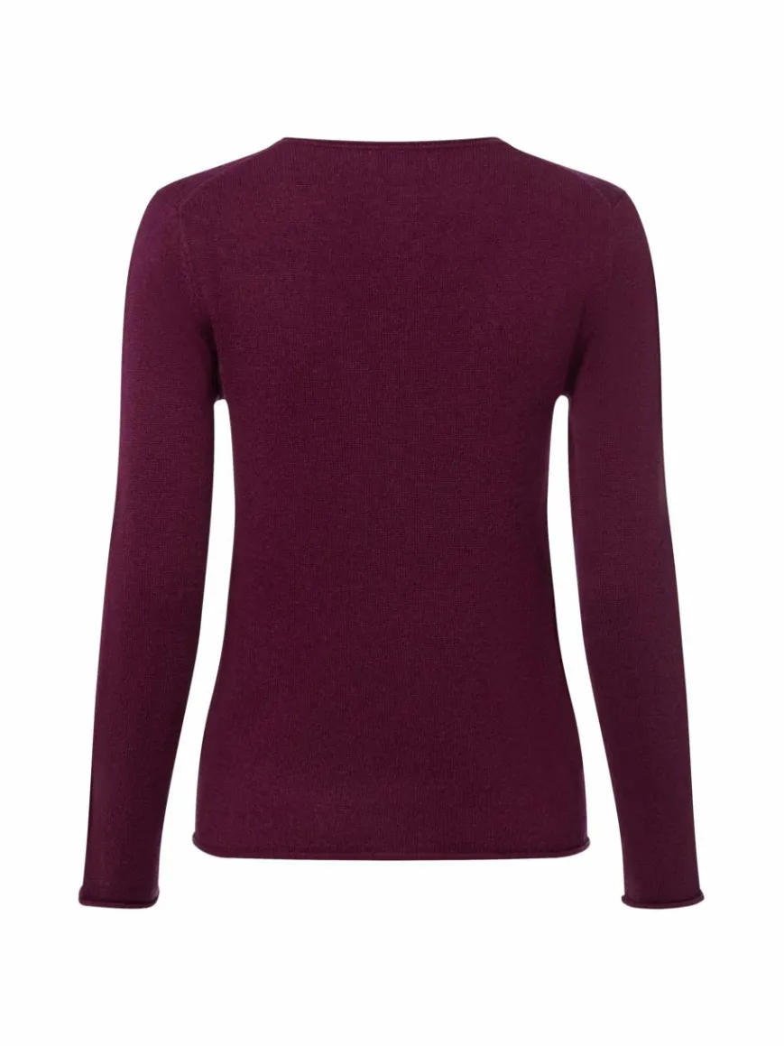 Marie Lund Pullover & Strickjacken*Damen Pure Cashmere Pullover aubergine uni
