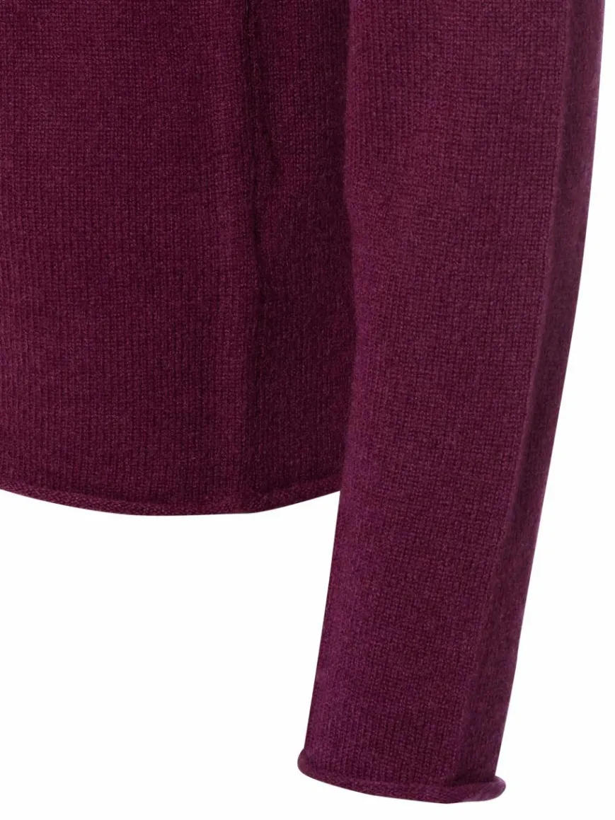Marie Lund Pullover & Strickjacken*Damen Pure Cashmere Pullover aubergine uni