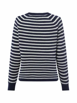 Franco Callegari Pullover & Strickjacken*Damen Pure Cashmere Pullover marine ecru gestreift