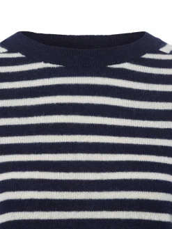 Franco Callegari Pullover & Strickjacken*Damen Pure Cashmere Pullover marine ecru gestreift