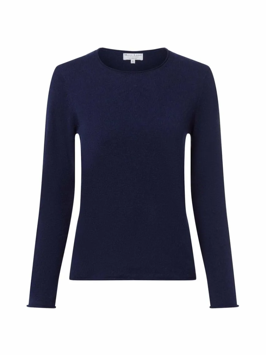 Marie Lund Pullover & Strickjacken*Damen Pure Cashmere Pullover marine uni