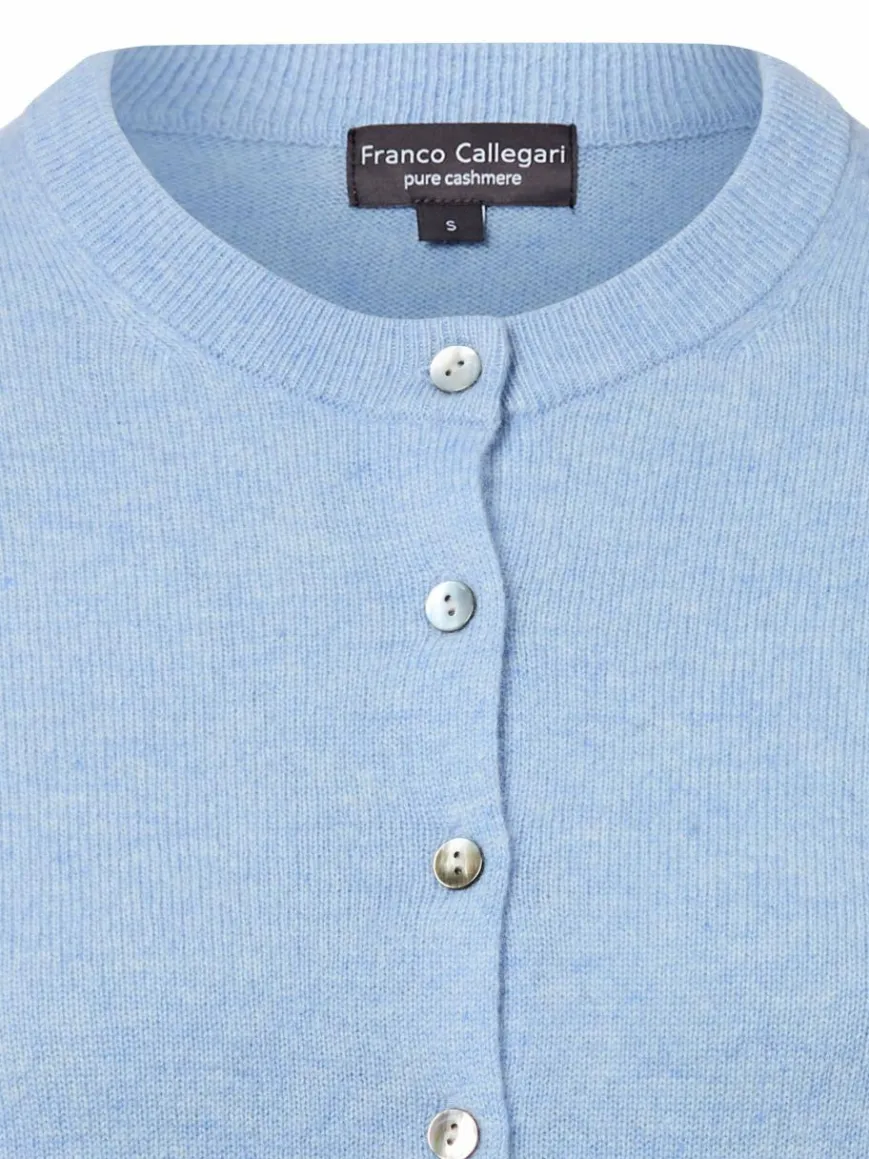 Franco Callegari Pullover & Strickjacken*Damen Pure Cashmere Strickjacke hellblau meliert
