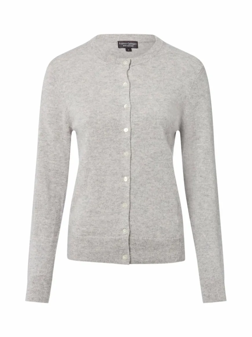 Franco Callegari Pullover & Strickjacken*Damen Pure Cashmere Strickjacke hellgrau meliert