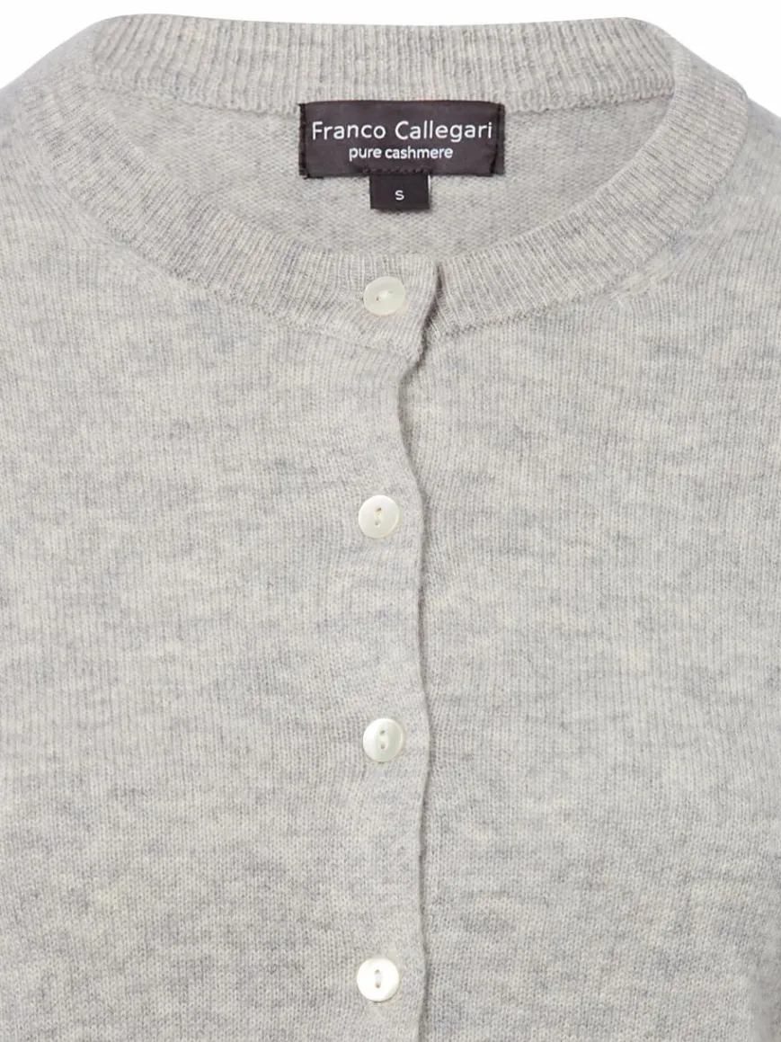 Franco Callegari Pullover & Strickjacken*Damen Pure Cashmere Strickjacke hellgrau meliert