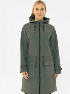 Derbe Jacken & Westen*Damen Regenmantel oliv uni