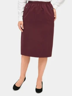 Goldner Röcke*Damen Reiseschlupfrock - Knitterfreier Reiseschlupfrock bordeaux uni