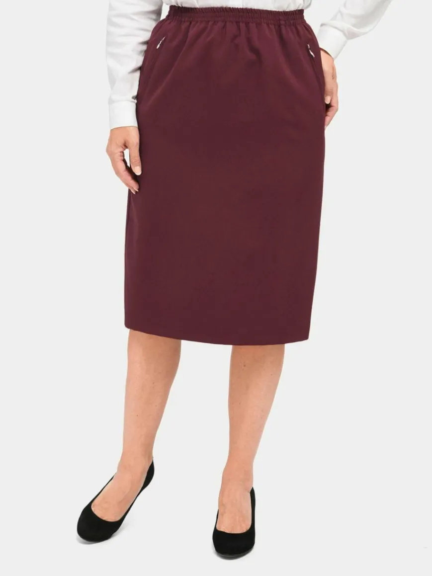 Goldner Röcke*Damen Reiseschlupfrock - Knitterfreier Reiseschlupfrock bordeaux uni