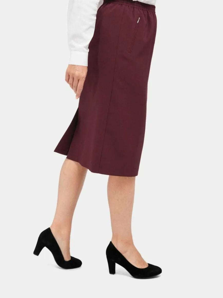 Goldner Röcke*Damen Reiseschlupfrock - Knitterfreier Reiseschlupfrock bordeaux uni