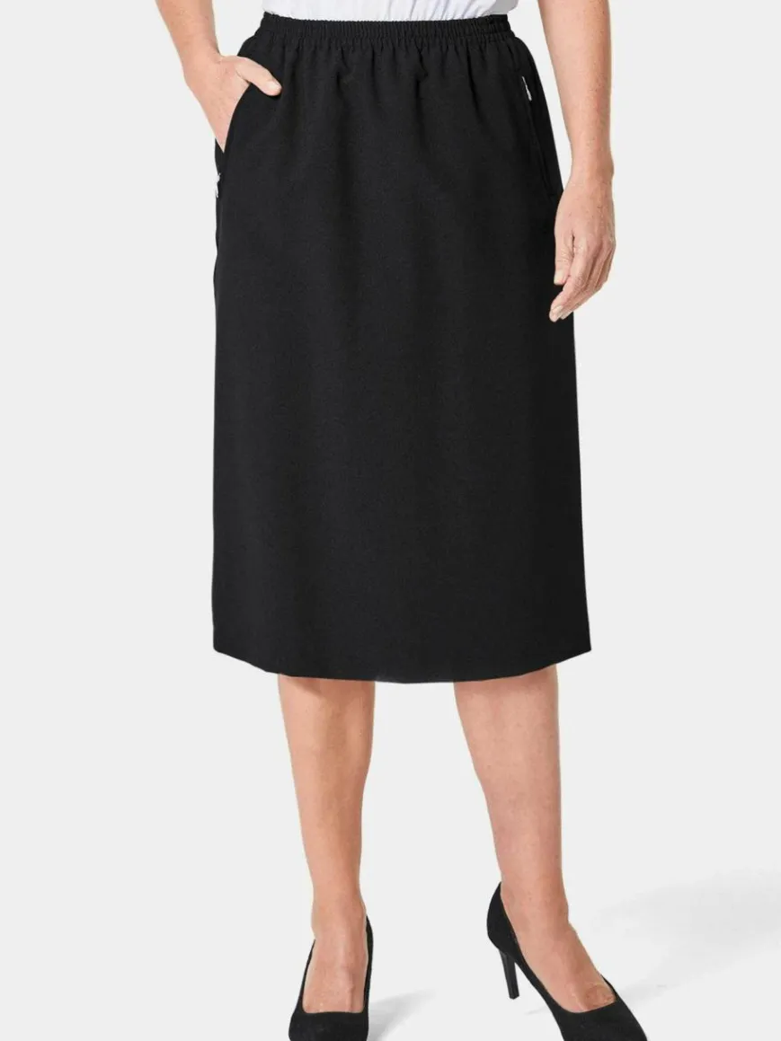 Goldner Röcke*Damen Reiseschlupfrock - Knitterfreier Reiseschlupfrock schwarz uni