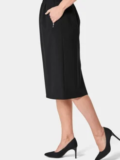Goldner Röcke*Damen Reiseschlupfrock - Knitterfreier Reiseschlupfrock schwarz uni