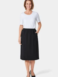 Goldner Röcke*Damen Reiseschlupfrock - Knitterfreier Reiseschlupfrock schwarz uni